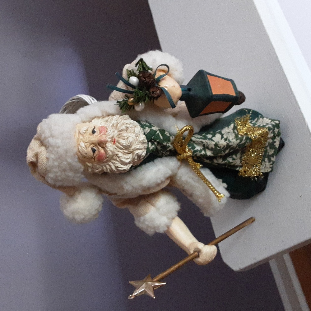 Rare Victorian old Santa claus with latern and stick with star 9" inches tall.